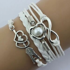 NEW White bracelet charms of ❤️ and infinity . Gift box included.